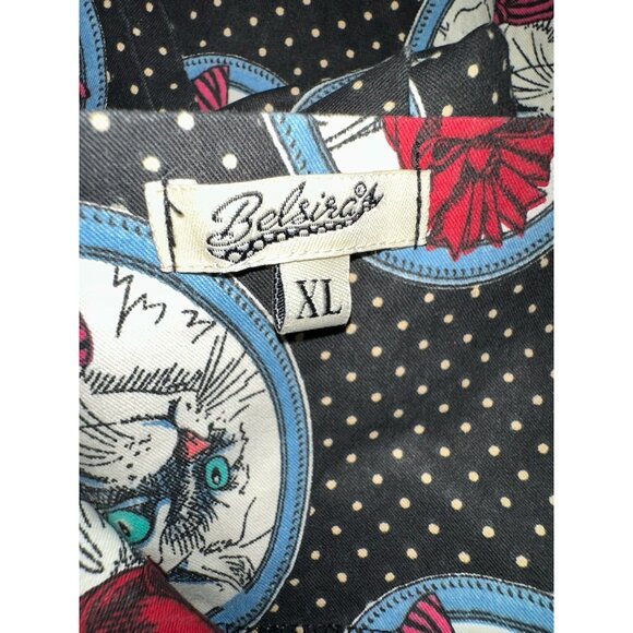 BELSIRA Knee-Length Circle VINTAGE Skirt with Waist‎ Ties Cat Print Rockabilly - Picture 9 of 11